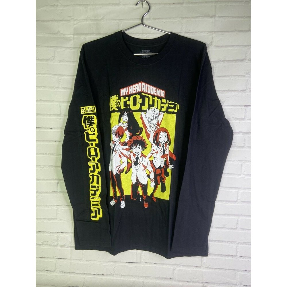 My Hero Academia Characters Graphic Print Long Sleeve Tee T-Shirt Mens Size L